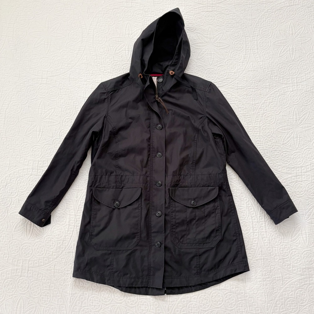 Filson Women's Field Parka Waxed Cotton Jacket, Black LG